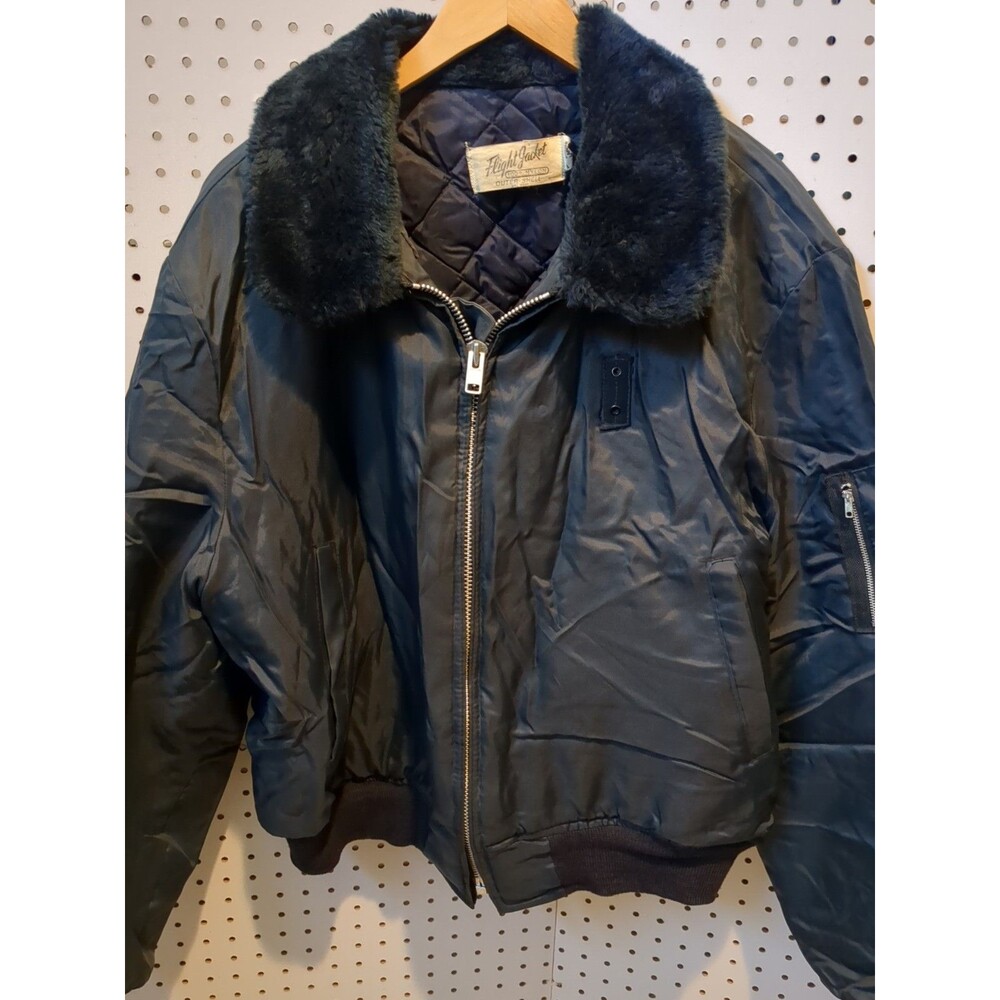 Flight Jacket XL Men's Nylon Dark Blue Pockets Military